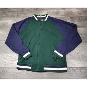 Men's Polo Ralph Lauren Green Navy Full Zip Casual Sweatshirt Size XL